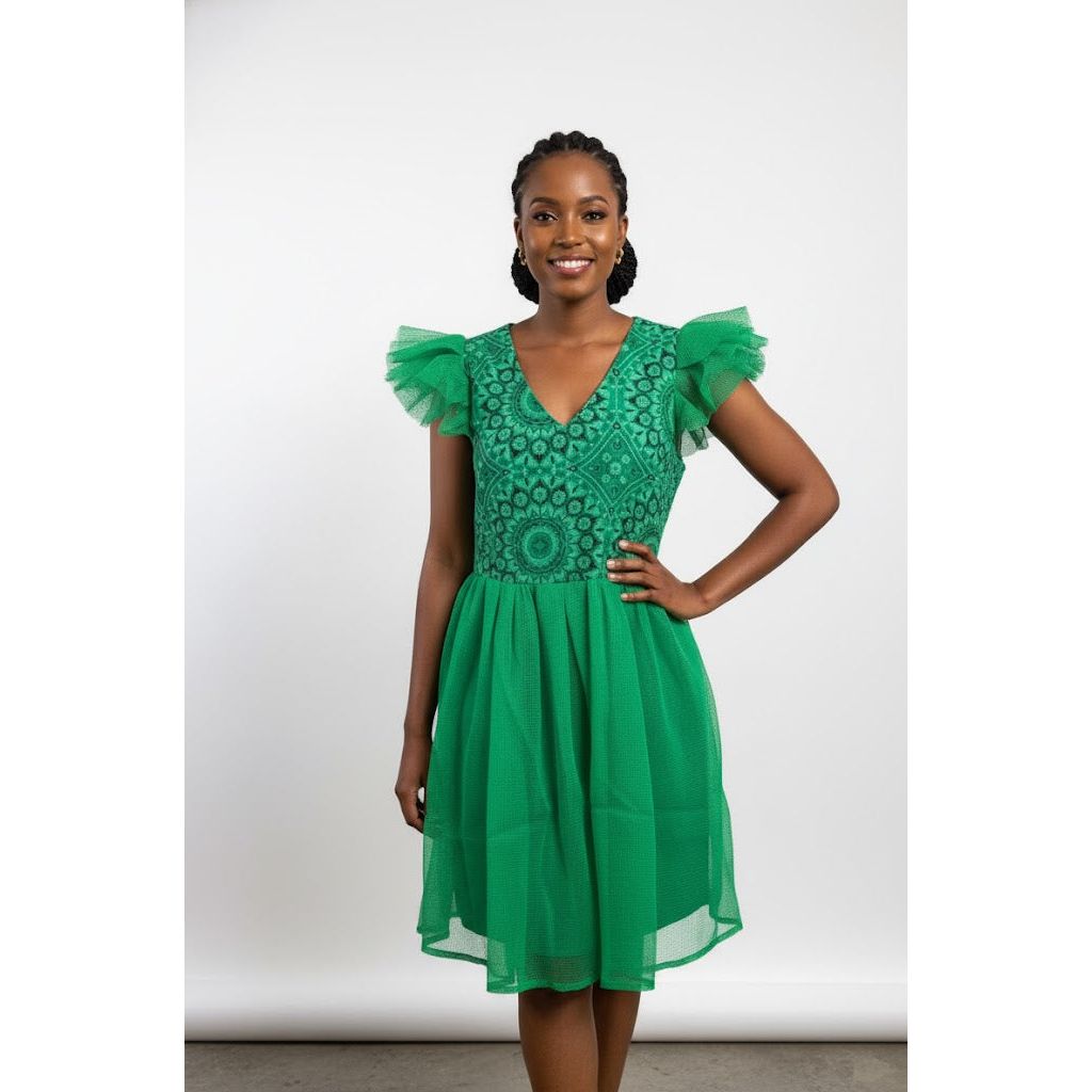 Puff Sleeve Midi Summer Lace Dress