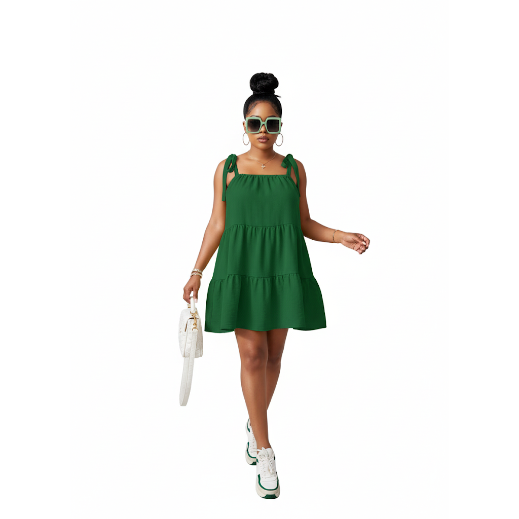 Ruffle Hem Cami Dress Backless Spaghetti Dress.