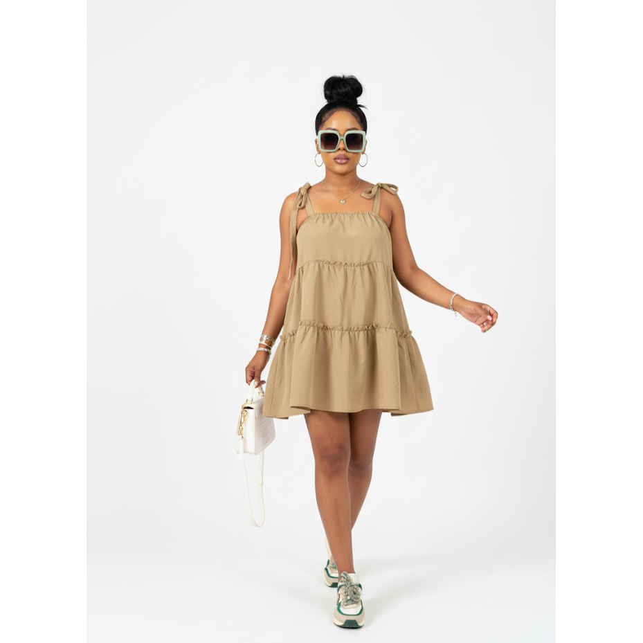 Ruffle Hem Cami Dress Backless Spaghetti Dress.