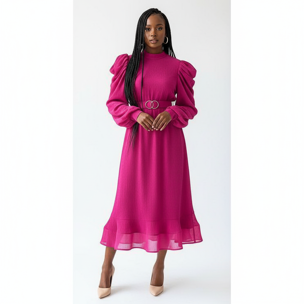 Long Sleeve Round Neck Dress